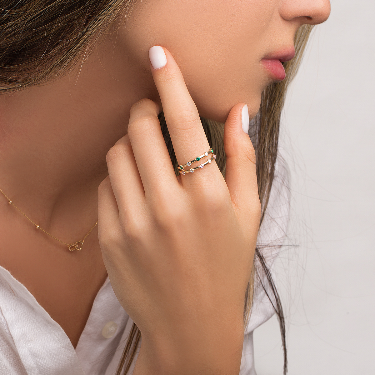 انگشتر طلا نگین دار سانای صورتی